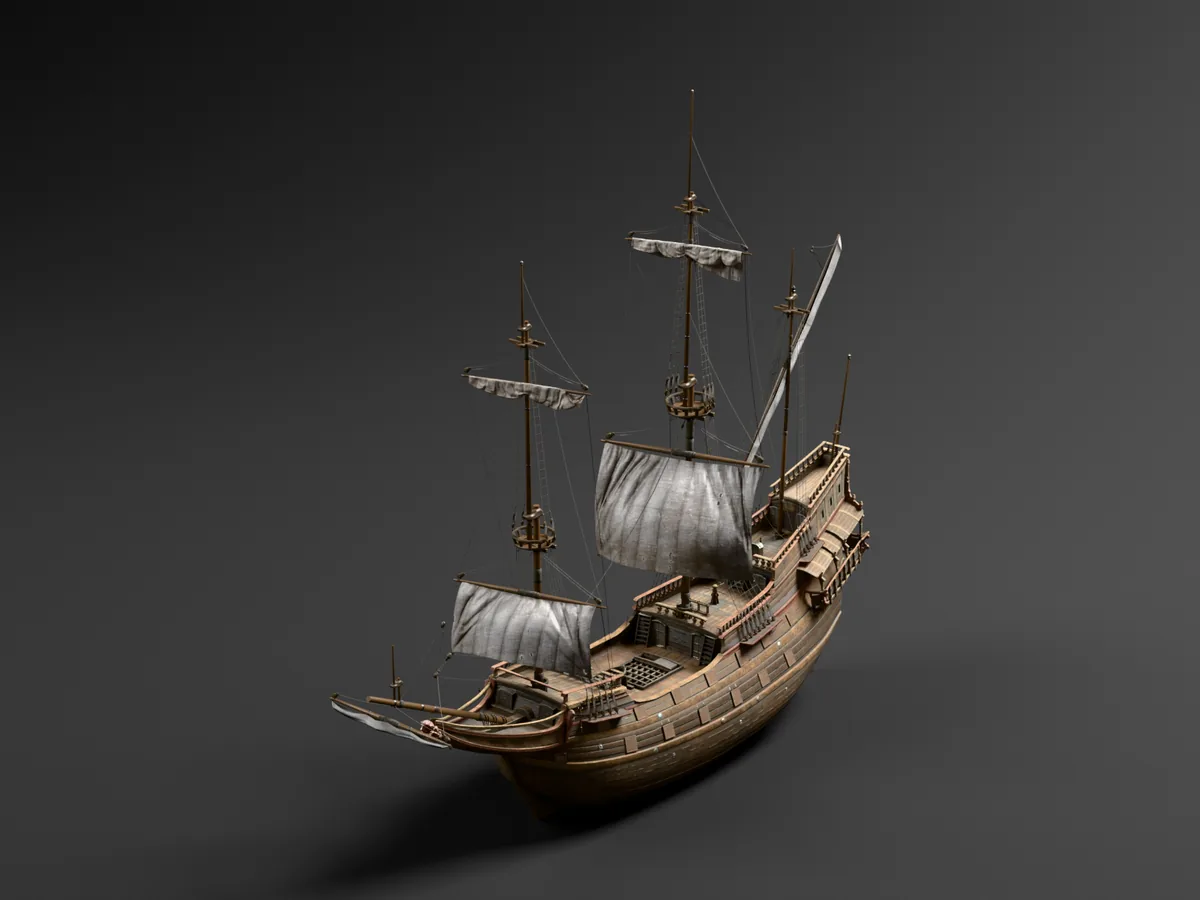 Dutch ship, dark studio photo