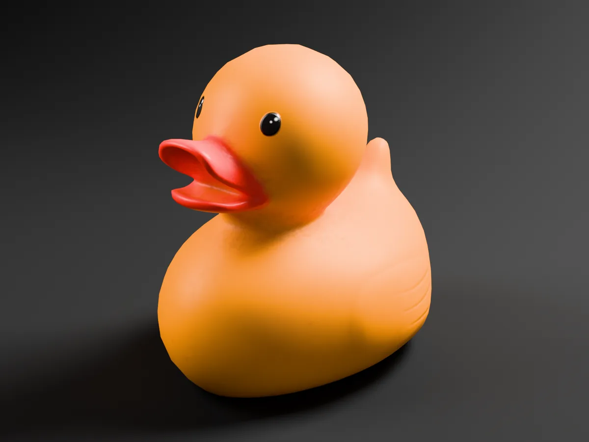Rubber duck, dark studio photo